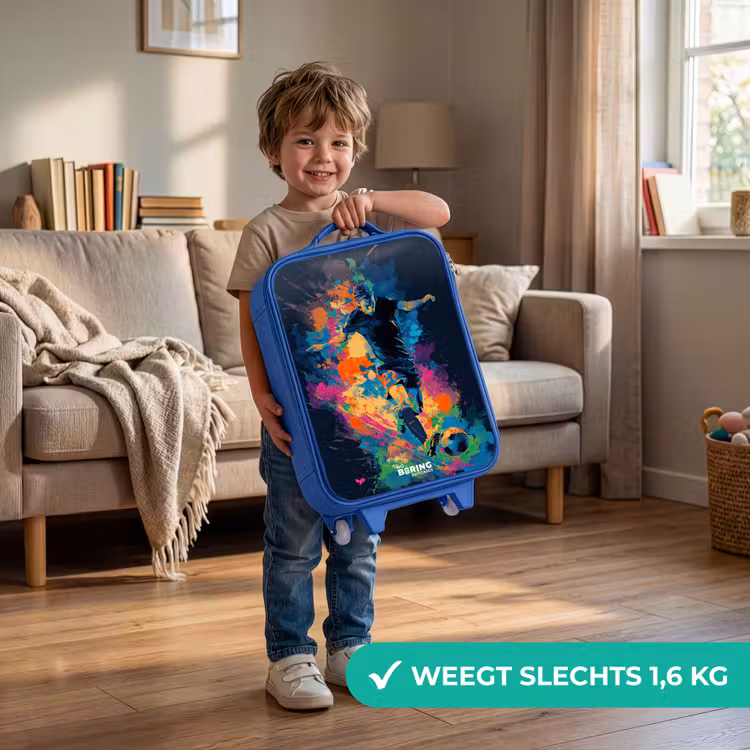 Kinderkoffer - Blauw - Neon - Voetballer - Kleurrijk — 2