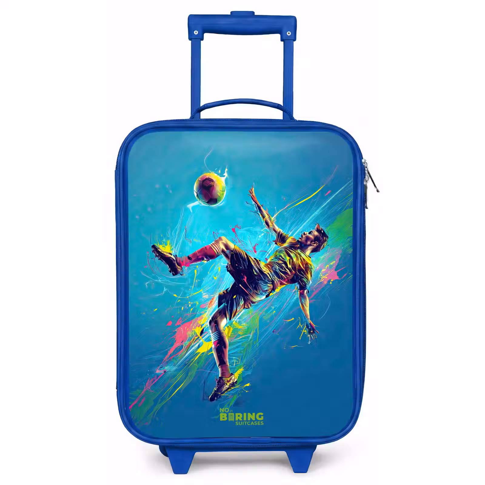 Kinderkoffer - Blauw - Neon - Voetbal - Schop - Kleurrijk — 1