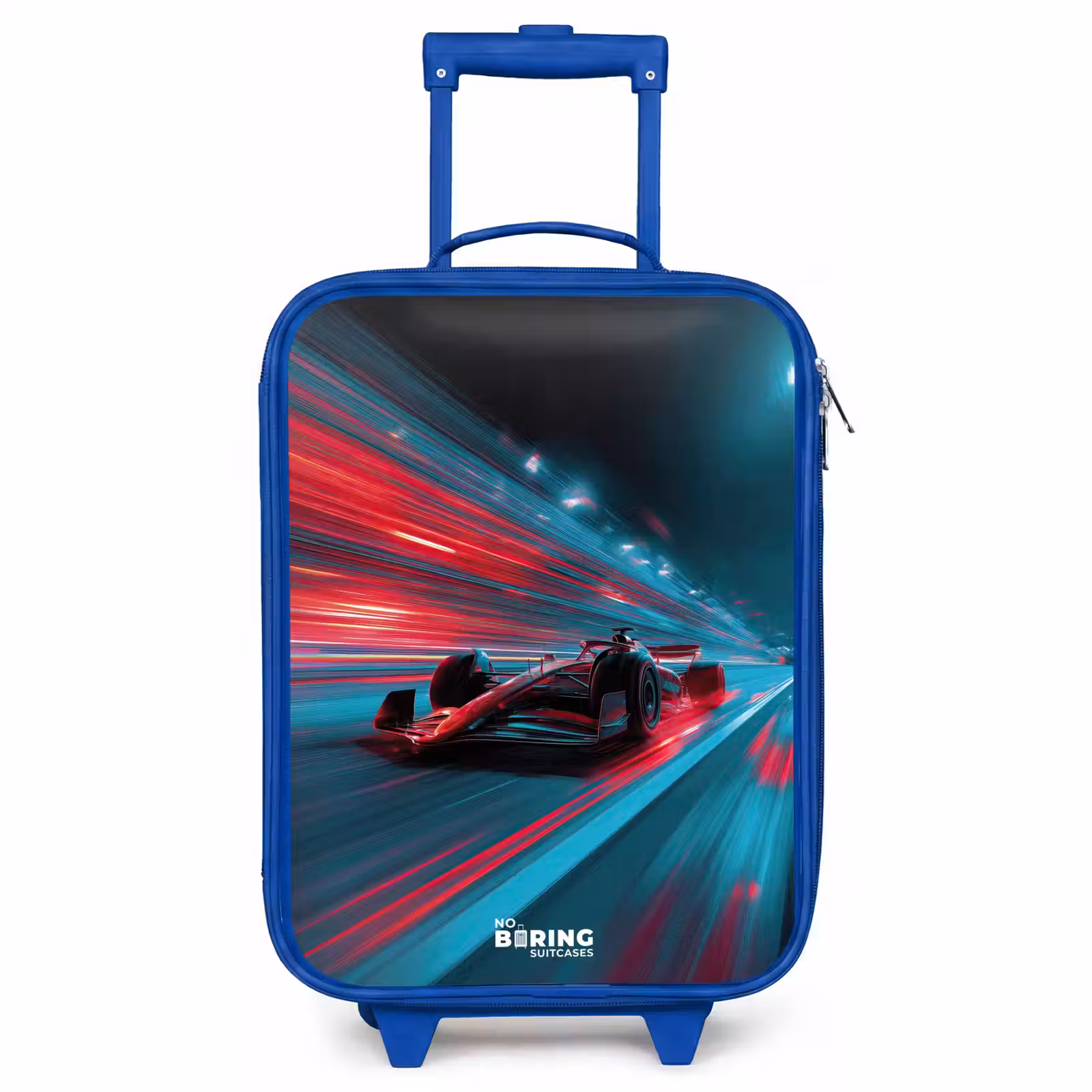 Kinderkoffer - Blauw - Raceauto - Baan - Neon - Verlichting — 1