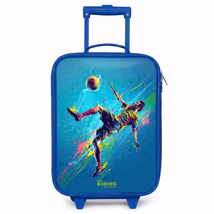 Kinderkoffer - Blauw - Neon - Voetbal - Schop - Kleurrijk — 1