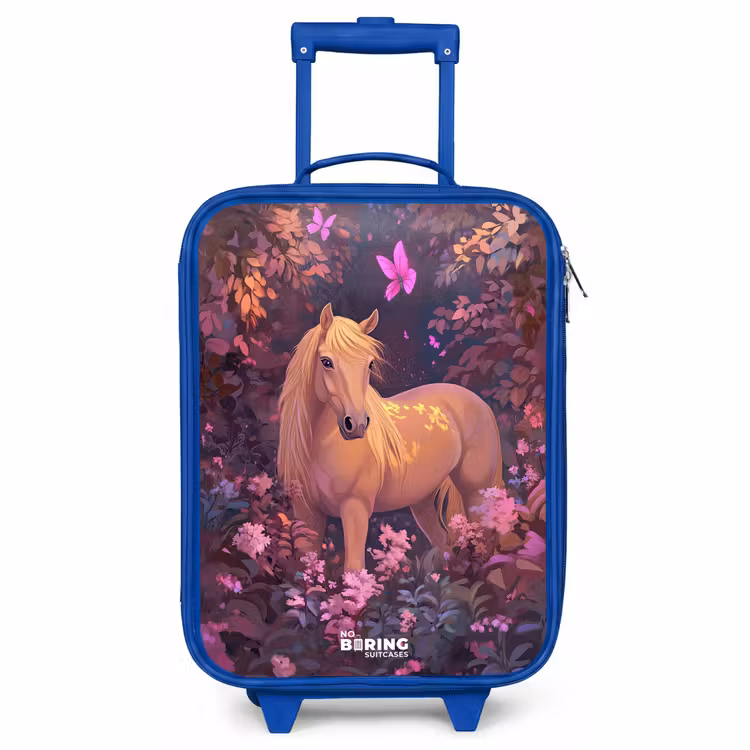 Kinderkoffer - Blauw - Paard - Bloemen - Paars - Vlinder — 1