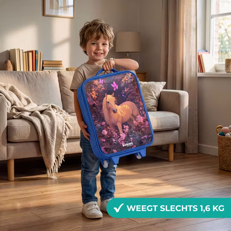 Kinderkoffer - Blauw - Paard - Bloemen - Paars - Vlinder — 2