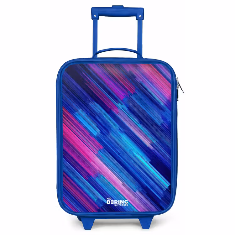 Kinderkoffer - Blauw - Neon - Strepen - Abstract - Blauw - Roze — 1