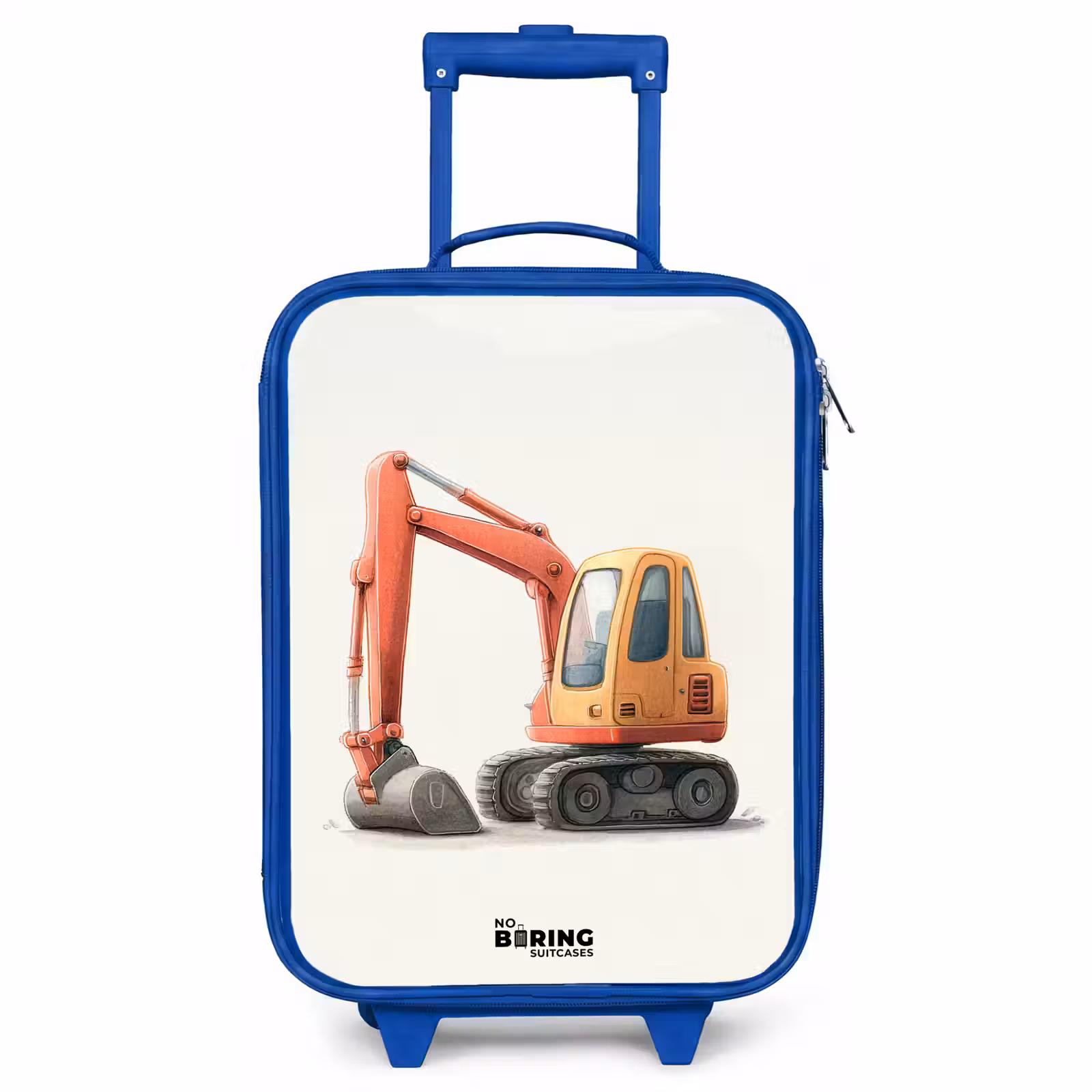 Kinderkoffer - Blauw - Graafmachine - Getekend - Oranje — 1