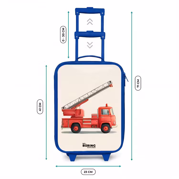 Kinderkoffer - Blauw - Brandweerwagen - Getekend - Rood — 6
