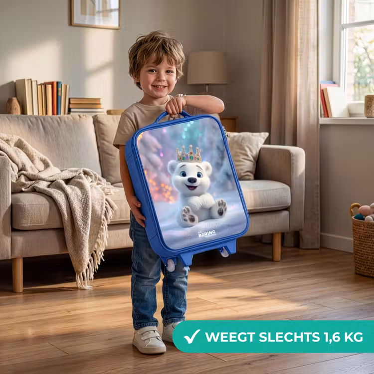 Kinderkoffer - Blauw - IJsbeer - Kroon - Winter — 2