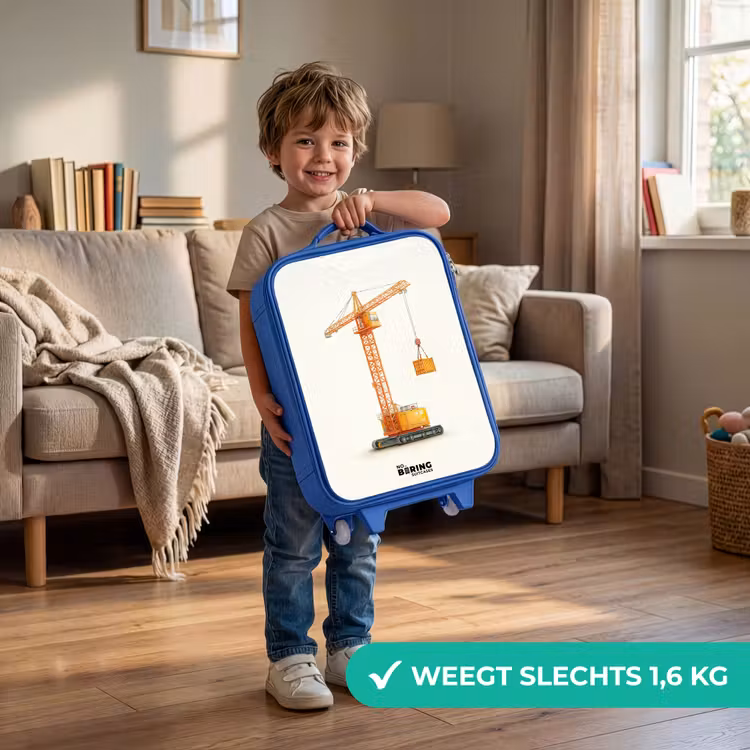 Kinderkoffer - Blauw - Torenkraan - Getekend - Oranje — 2