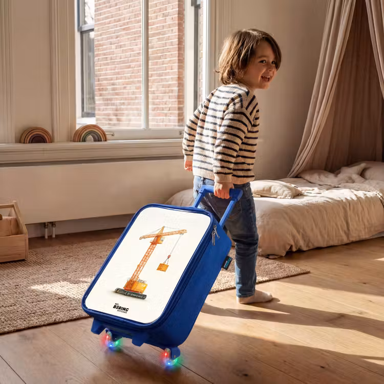 Kinderkoffer - Blauw - Torenkraan - Getekend - Oranje — 3