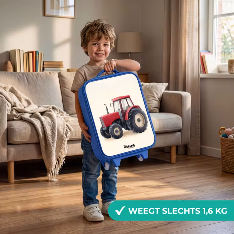 Kinderkoffer - Blauw - Tractor - Getekend - Rood — 2