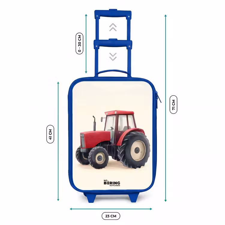 Kinderkoffer - Blauw - Tractor - Getekend - Rood — 6