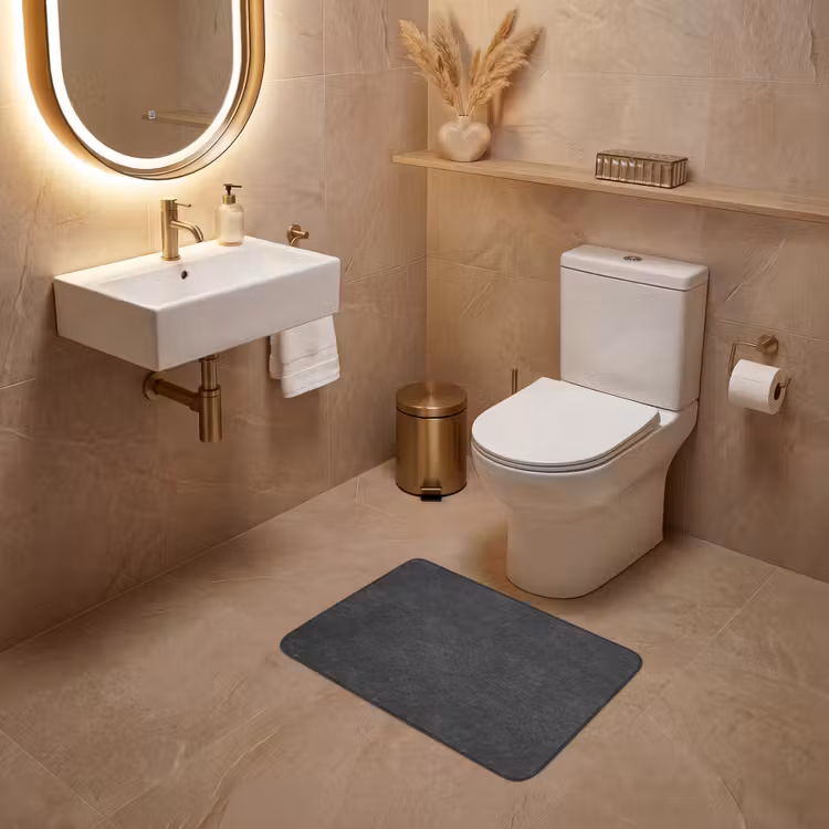 WC Mat - Donkergrijs - Asfaltstructuur - Ruw — 4