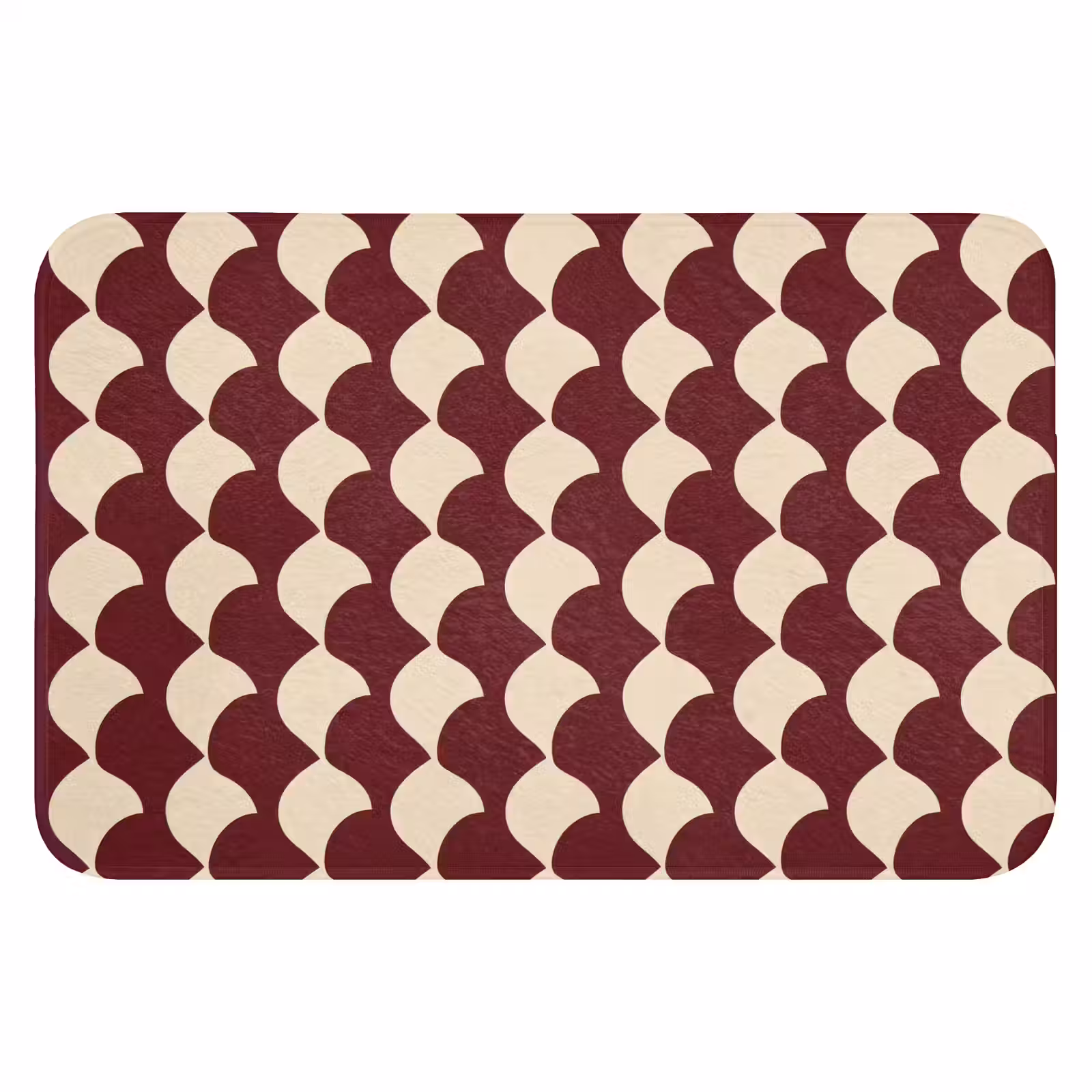 WC Mat - Rood - Tegelpatroon - Crème — 1