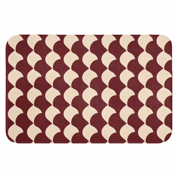 WC Mat - Rood - Tegelpatroon - Crème — 1