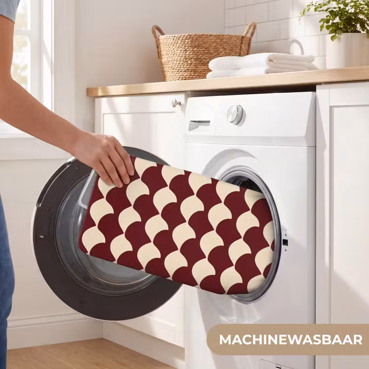WC Mat - Rood - Tegelpatroon - Crème — 5