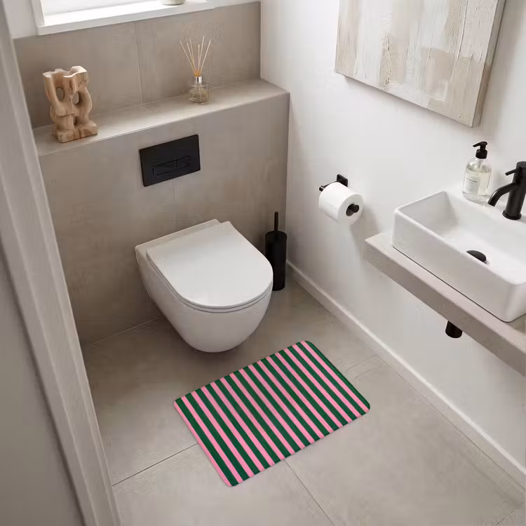 WC Mat - Verticale strepen - Groen - Roze — 6