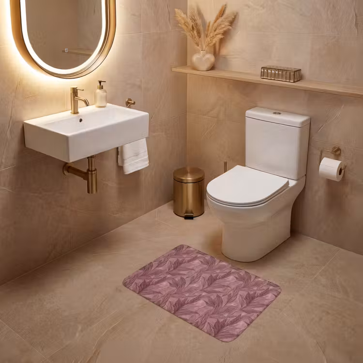 WC Mat - Bladeren - Patroon - Paars — 4