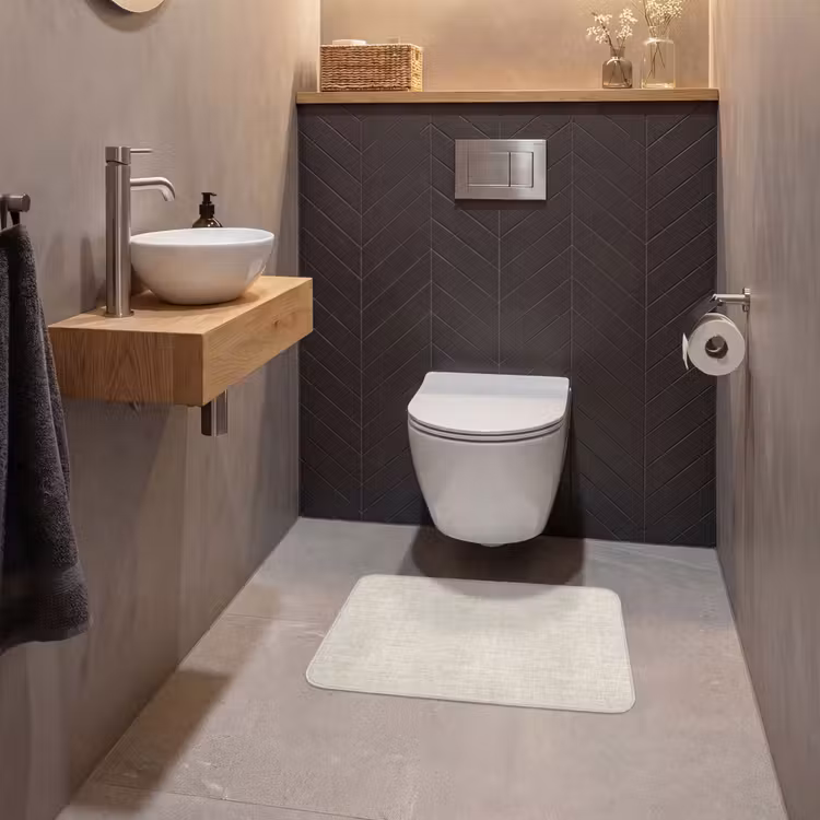 WC Mat - Linnen - Textuur - Beige — 2