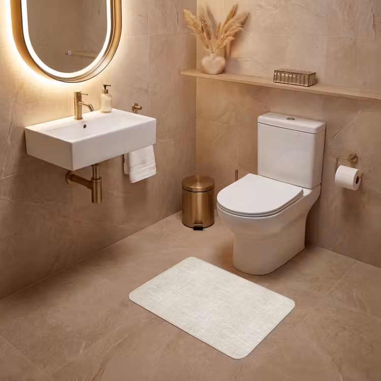 WC Mat - Linnen - Textuur - Beige — 4