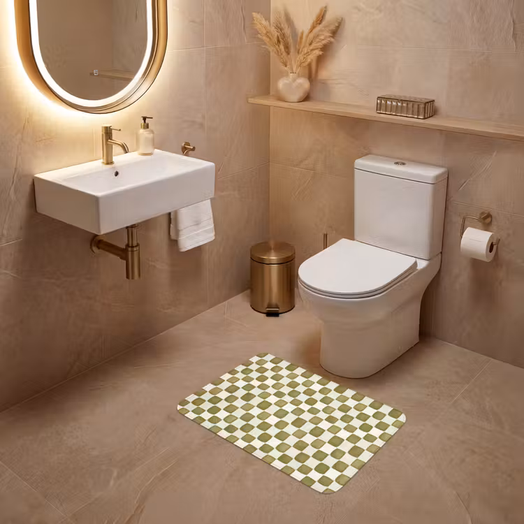 WC Mat - Schaak - Patroon - Groen — 4