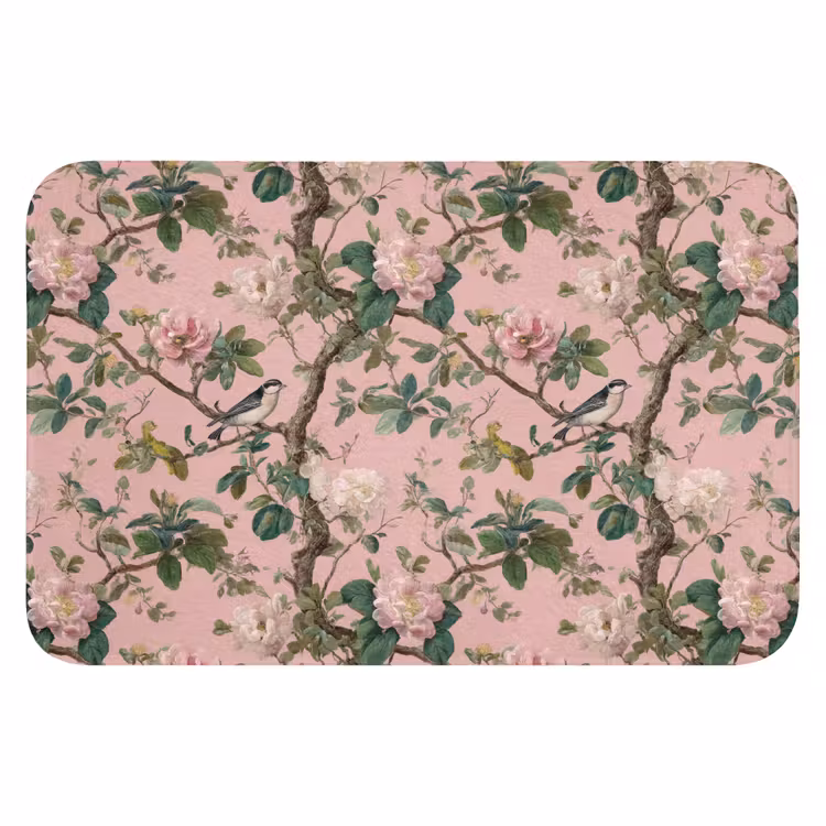 WC Mat - Pioenrozen - Botanisch - Vogel — 1