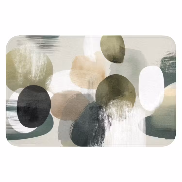 WC Mat - Minimalistisch - Cirkels - Penseelstreken - Beige — 1