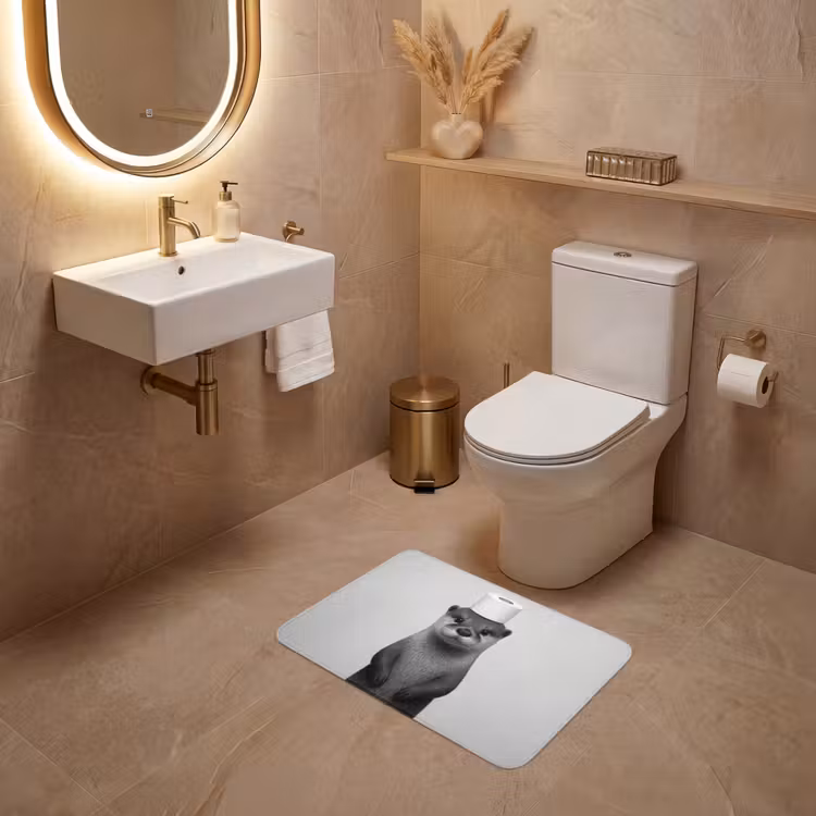 WC Mat - Otter - WC rol - Zwart - Wit — 4