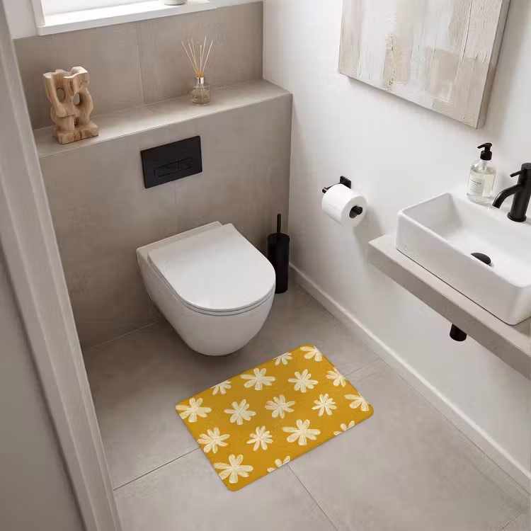 WC Mat - Bloem - Speels - Okergeel — 6