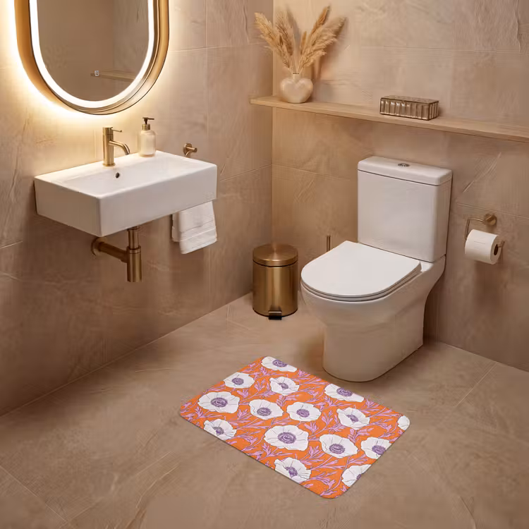 WC Mat - Bloemen - Grafisch - Oranje — 4