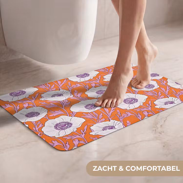 WC Mat - Bloemen - Grafisch - Oranje — 7