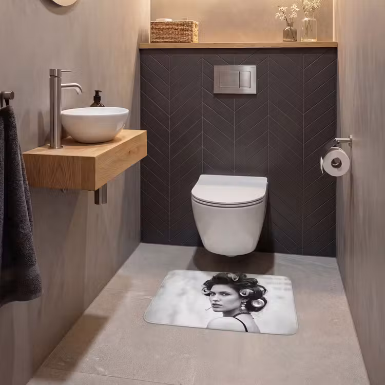 WC Mat - Edgy - Vrouw - Zwart - Wit — 2