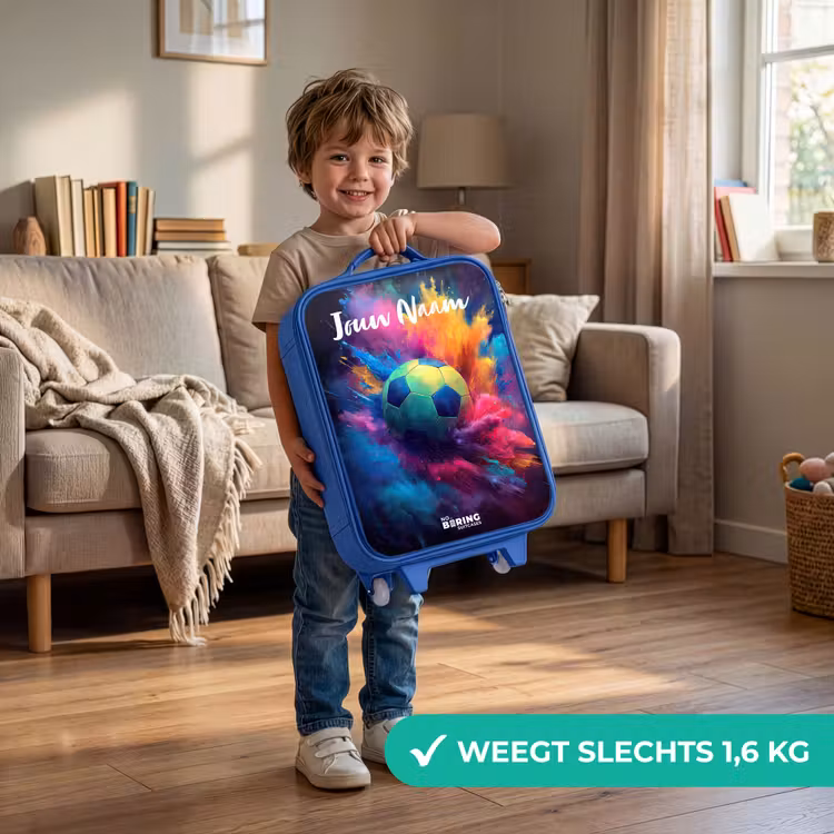Kinderkoffer met naam - Blauw - Neon - Bal - Kleurrijk — 2