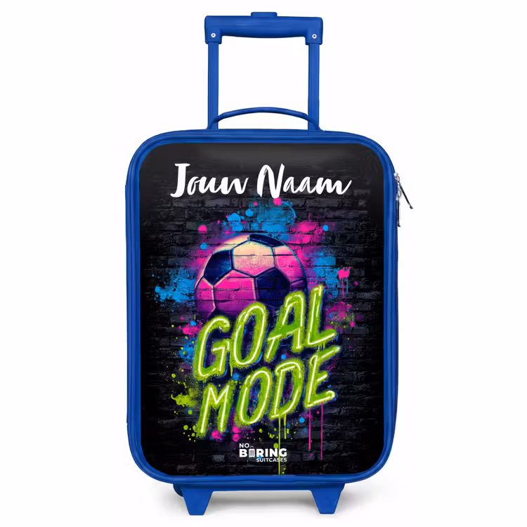Kinderkoffer met naam - Blauw - Neon - Graffiti - Voetbal - Kleurrijk — 1