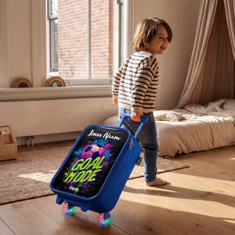 Kinderkoffer met naam - Blauw - Neon - Graffiti - Voetbal - Kleurrijk — 3