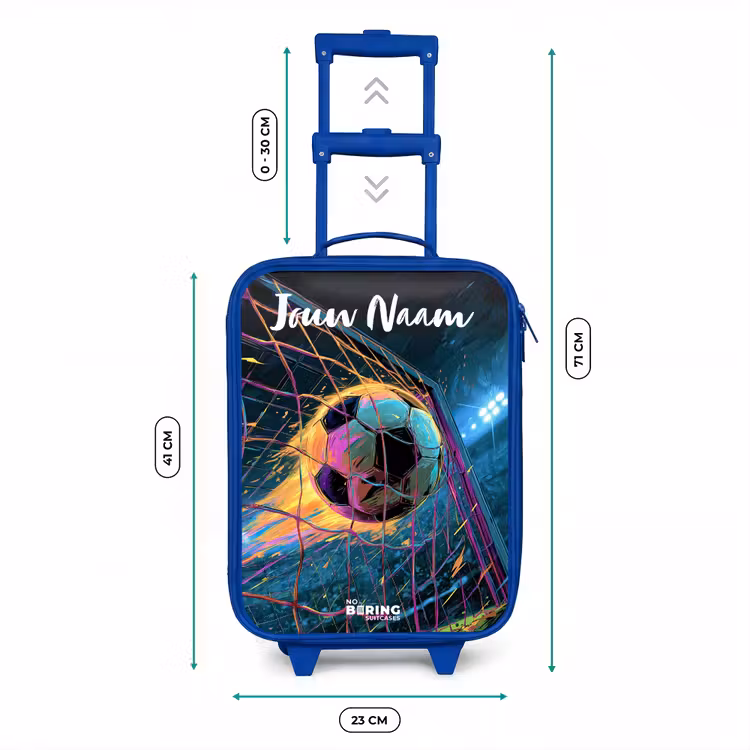 Kinderkoffer met naam - Blauw - Neon - Net - Voetbal - Kleurrijk — 6