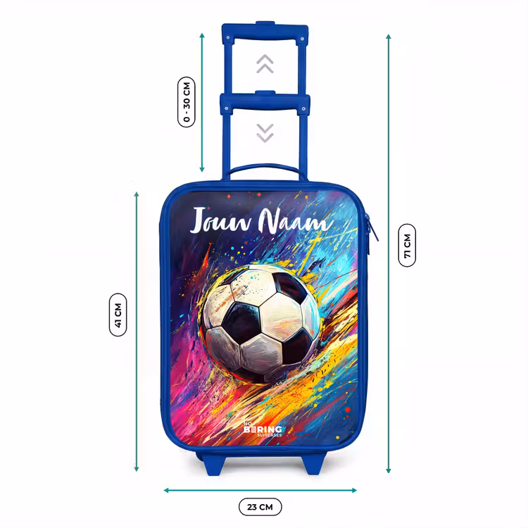 Kinderkoffer met naam - Blauw - Neon - Voetbal - Kleurrijk — 6