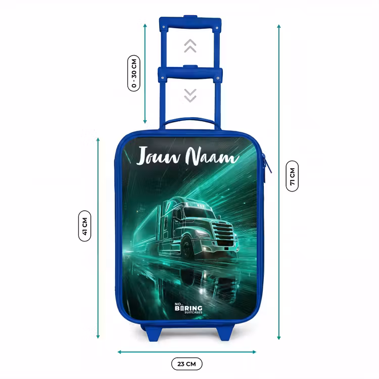 Kinderkoffer met naam - Blauw - Vrachtwagen - Stad - Groen - Neon — 6