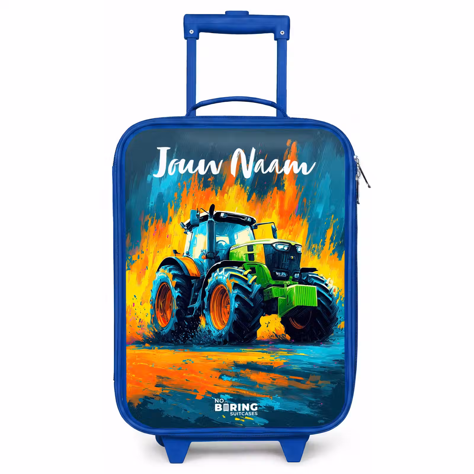 Kinderkoffer met naam - Blauw - Abstract - Tractor - Groen — 1