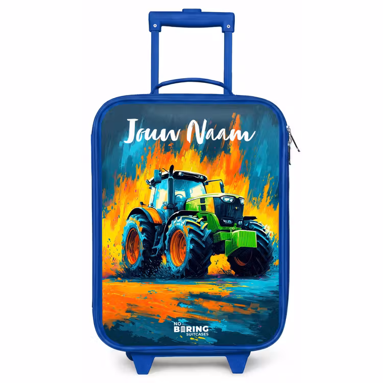 Kinderkoffer met naam - Blauw - Abstract - Tractor - Groen — 1