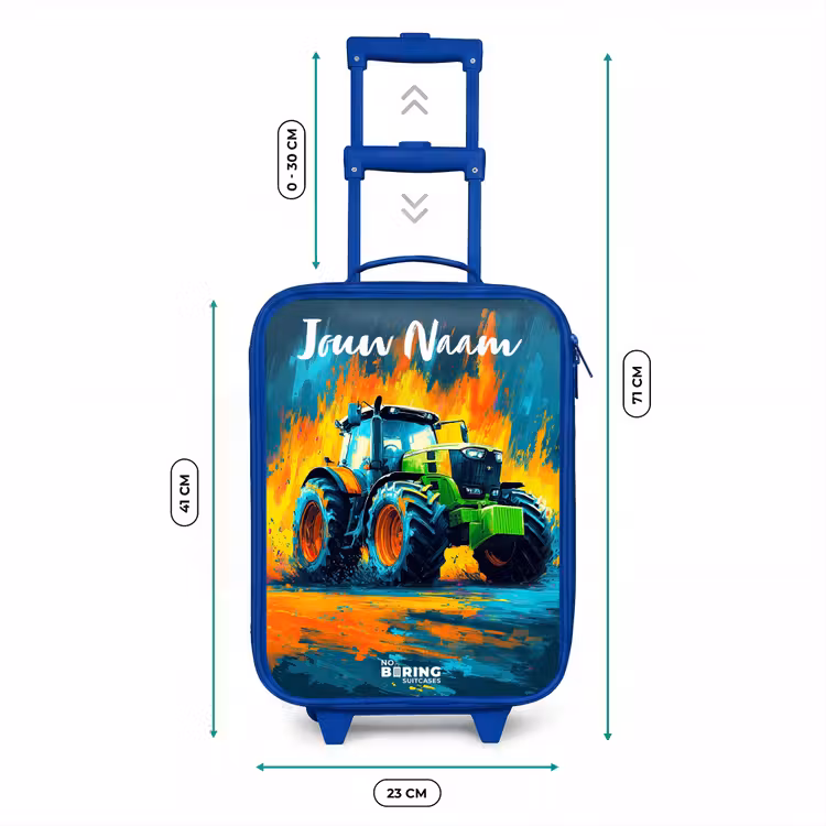 Kinderkoffer met naam - Blauw - Abstract - Tractor - Groen — 6