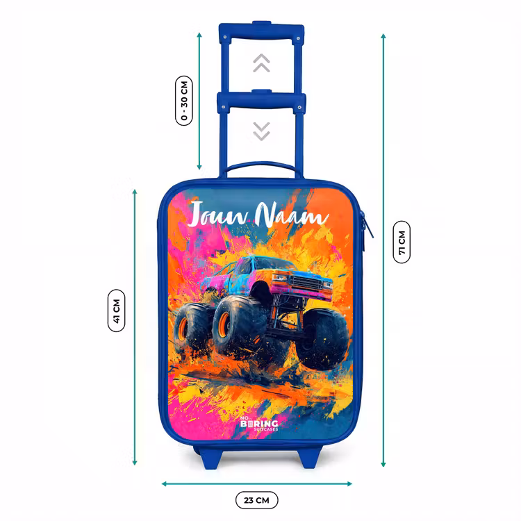 Kinderkoffer met naam - Blauw - Monstertruck - Abstract - Verfspatten - Kleurrijk — 6