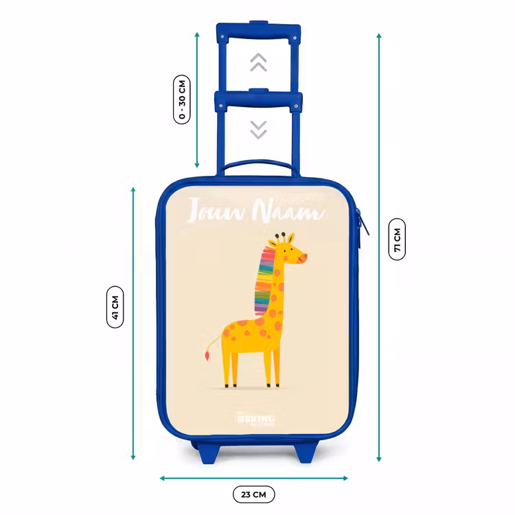 Kinderkoffer met naam - Blauw - Giraffe - Dier - Kleurrijk — 6