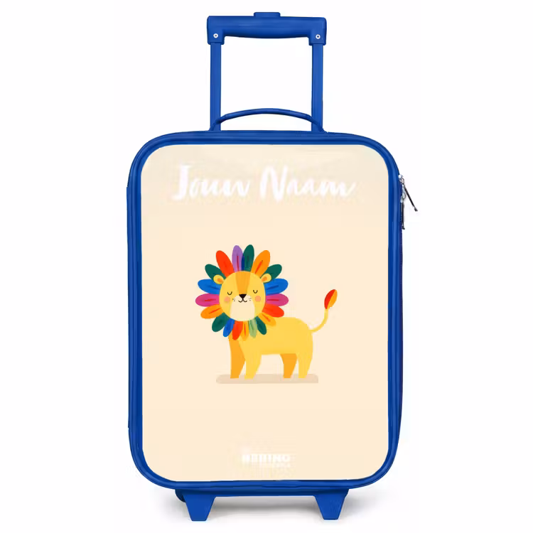 Kinderkoffer met naam - Blauw - Leeuw - Manen - Kleurrijk — 1