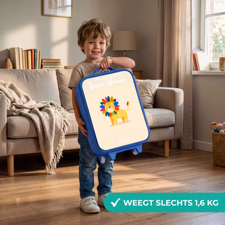 Kinderkoffer met naam - Blauw - Leeuw - Manen - Kleurrijk — 2