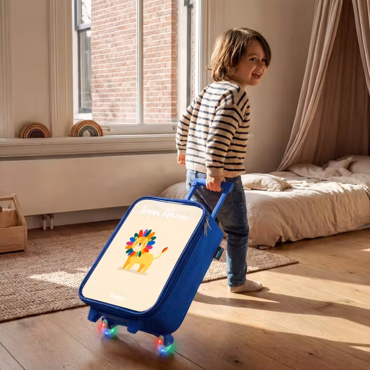 Kinderkoffer met naam - Blauw - Leeuw - Manen - Kleurrijk — 3