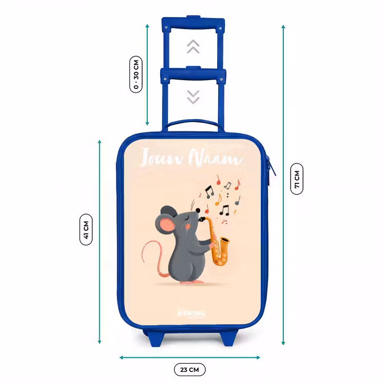 Kinderkoffer met naam - Blauw - Muis - Saxofoon - Muziek — 6
