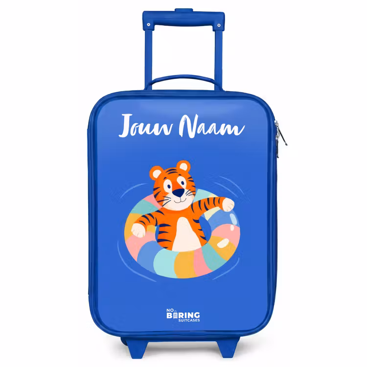 Kinderkoffer met naam - Blauw - Tijger - Zwemband - Water — 1
