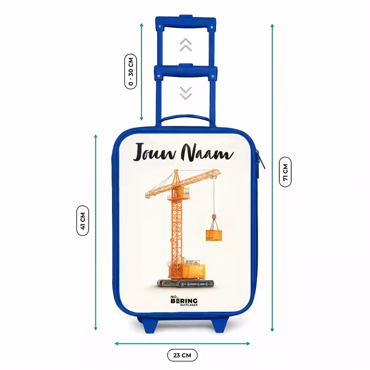 Kinderkoffer met naam - Blauw - Torenkraan - Getekend - Oranje — 6