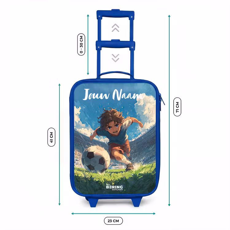 Kinderkoffer met naam - Blauw - Voetbal - Gras - Stadion - Schilderij — 6