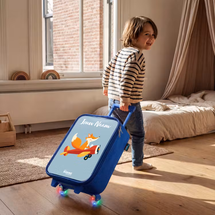 Kinderkoffer met naam - Blauw - Vos - Vliegtuig - Vliegen — 3