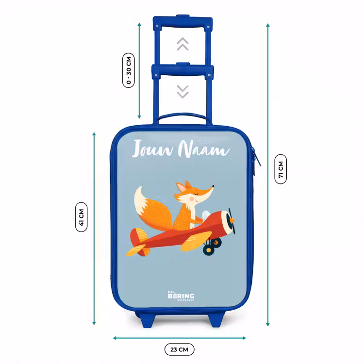 Kinderkoffer met naam - Blauw - Vos - Vliegtuig - Vliegen — 6